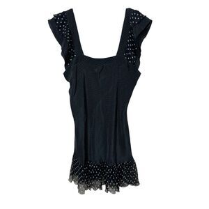 NAF NAF 100% Silk Black Polka Dot Blouse Top Size‎ M